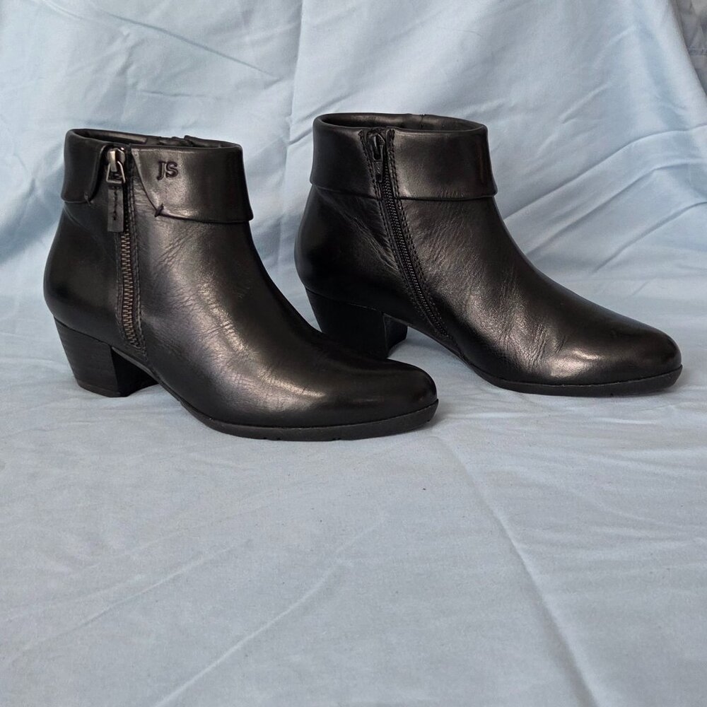 Josef Seibel Women's Block Heel, Side Zip, Leather Ankle Boot, Black Size 6B